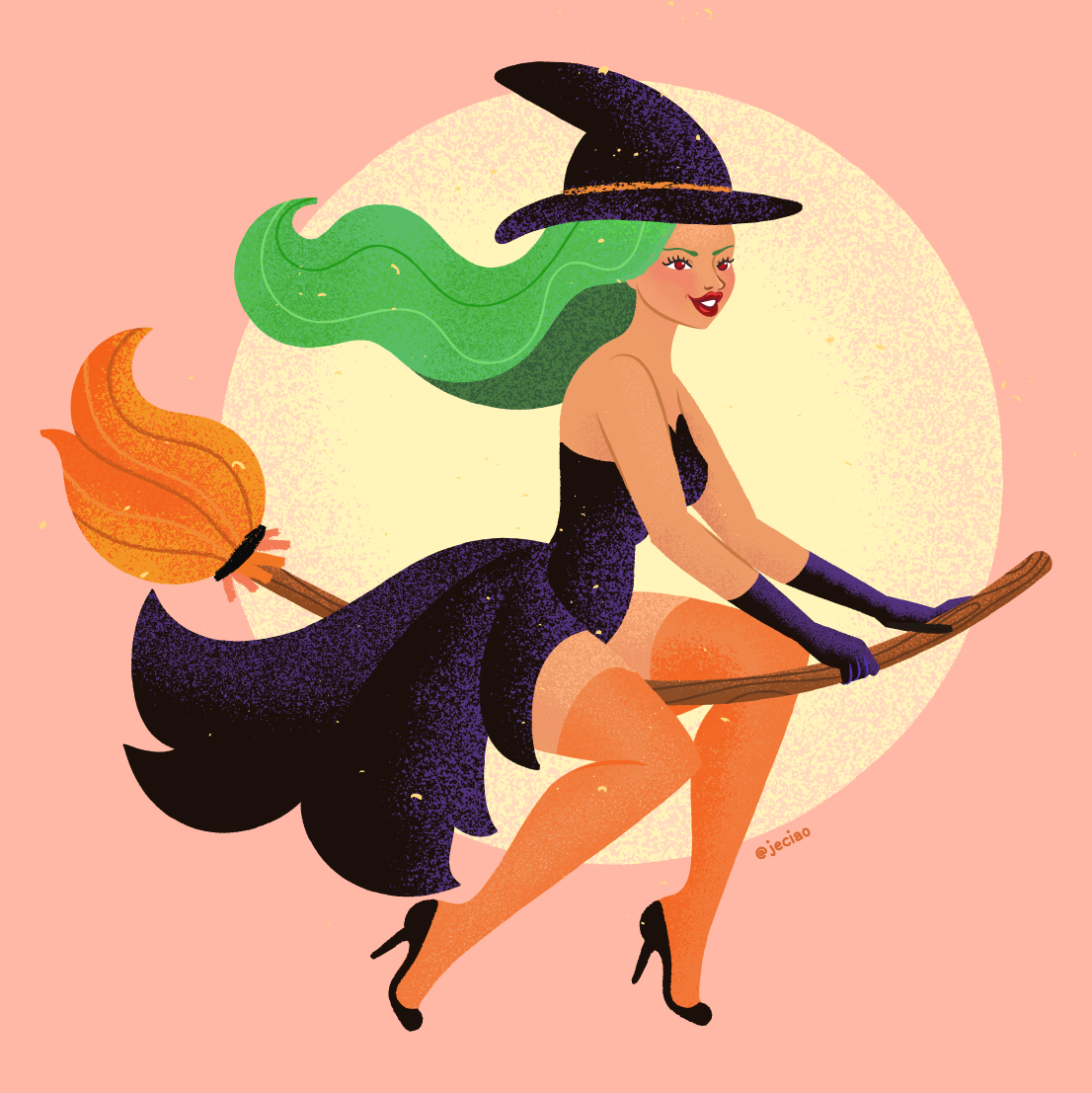 Witch on a broom vector