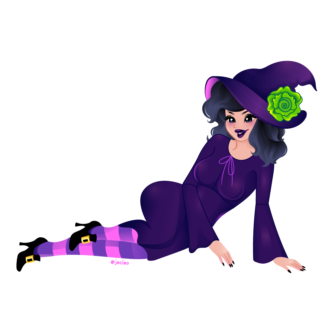 Pinup witch vector